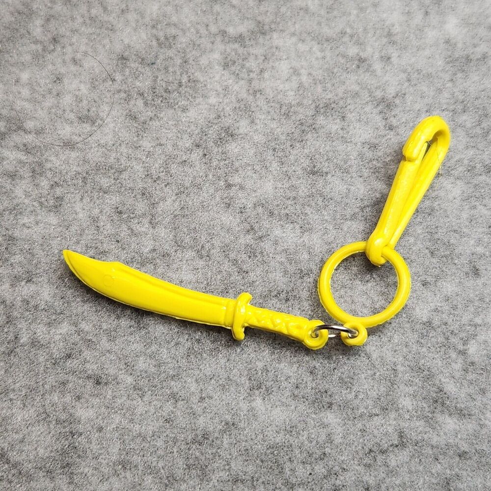 Vintage 1980s Plastic Bell Charm Yellow Sword For 80s Charm Necklace